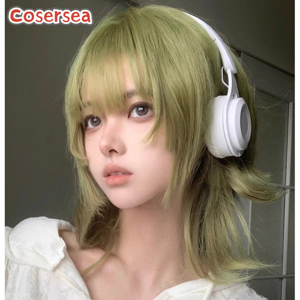 40cm Loose Wavy Light Green Lolita Wigs With Bangs