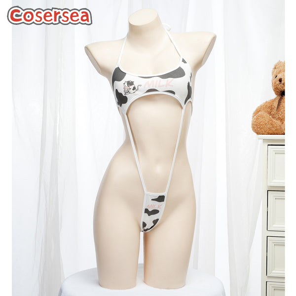 7 Colors Sexy One-piece Bikini Cow Print Pajamas Underwear