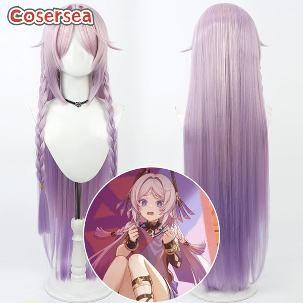 Genshin Impact Citlali Natlan 100cm Light Pink Gradient Purple Cosplay Wigs