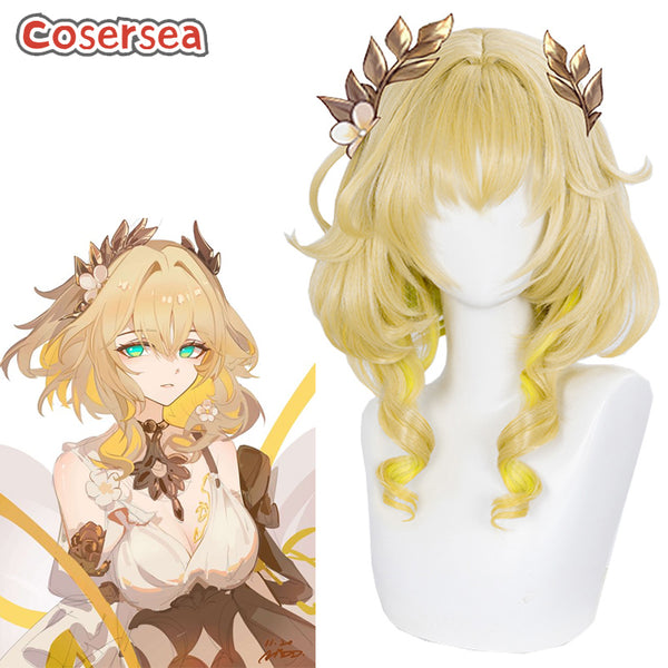 Game Honkai: Star Rail Aglaea 42cm Long Blonde Cosplay Wigs