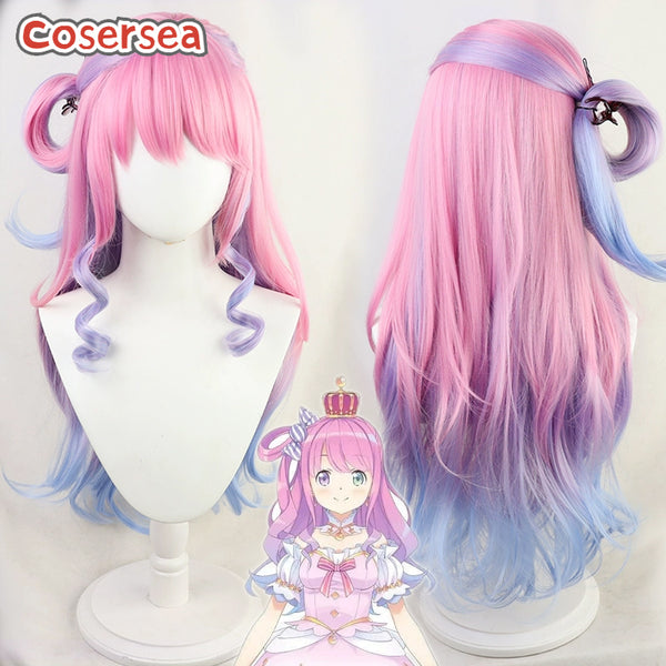 Virtual YouTuber Himemori Luna 80cm Pink Mixed Blue Cosplay Wigs