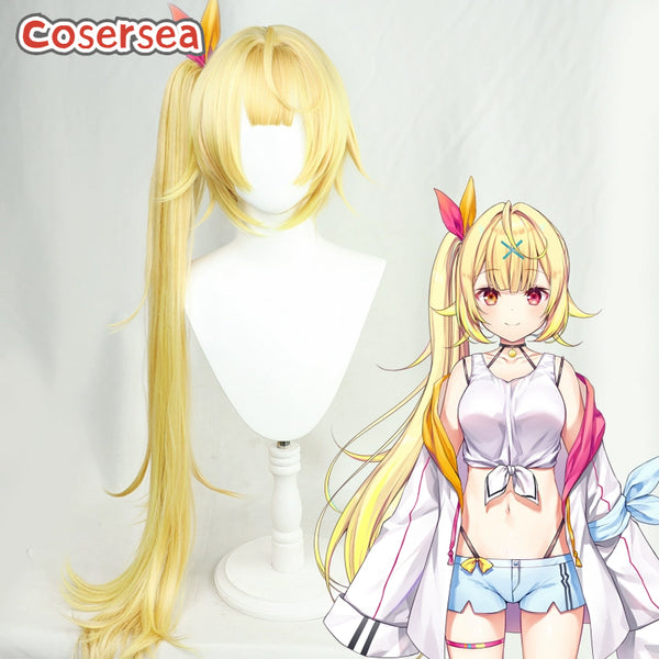 Virtual YouTuber Hoshikawa Sara 90cm Blonde Ponytail Cosplay Wigs