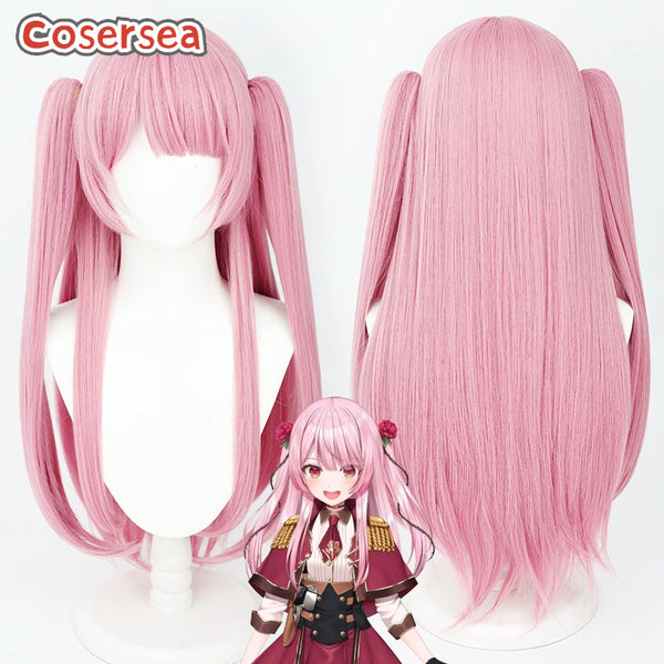 Virtual YouTuber Rosemi Lovelock 75cm Pink Ponytail Cosplay Wigs