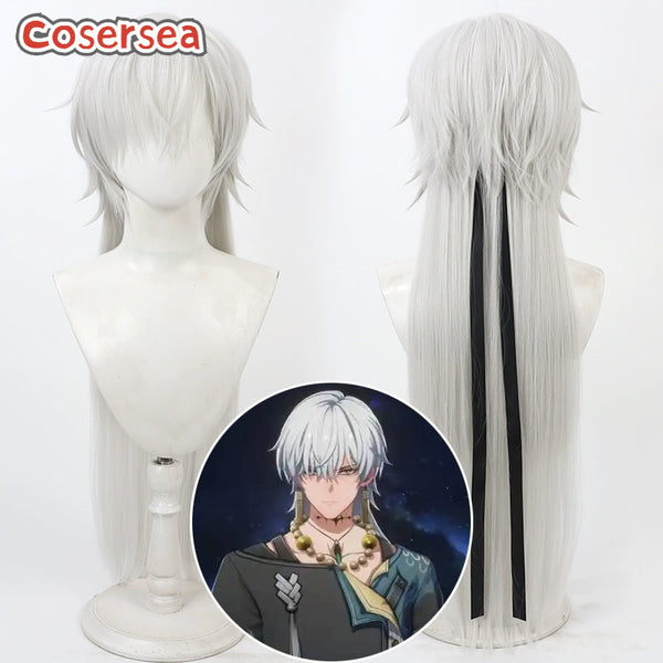 Wuthering Waves Geshu Lin 100cm Silver White Mixed Black Cosplay Wigs